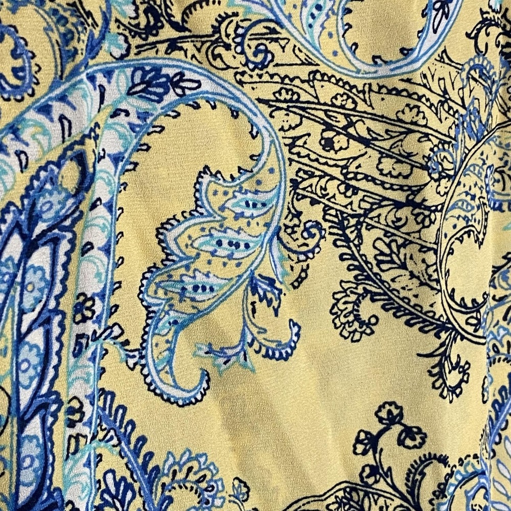 New Directions Top Womens Small Yellow Blue Paisley Sleeveless Tunic Blouse - Picture 7 of 15
